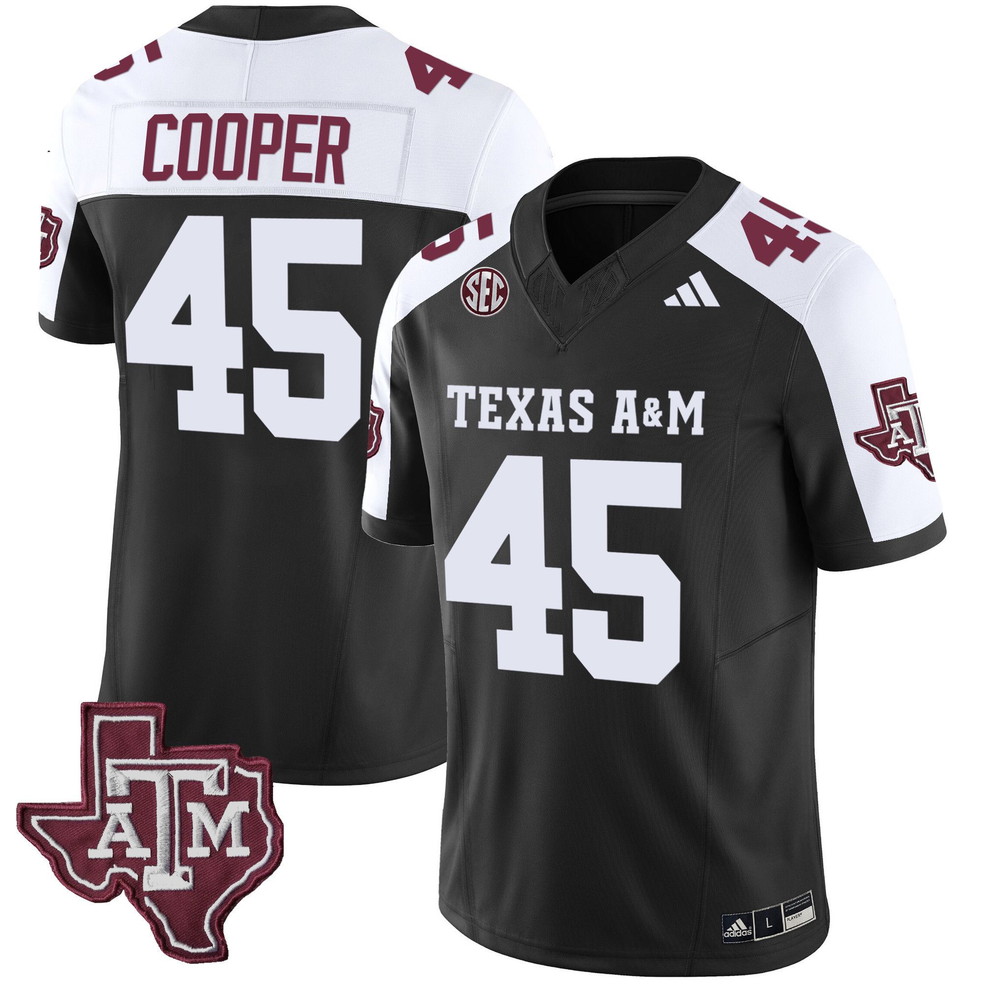 Men Texas A&M Aggies #45 Cooper Black 2024 Vapor Limited NCAA Jersey